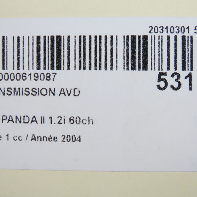 Transmission avant droite occasion FIAT PANDA II Phase 1 09-2003->12-2012 1.2i 60ch 46308259 6