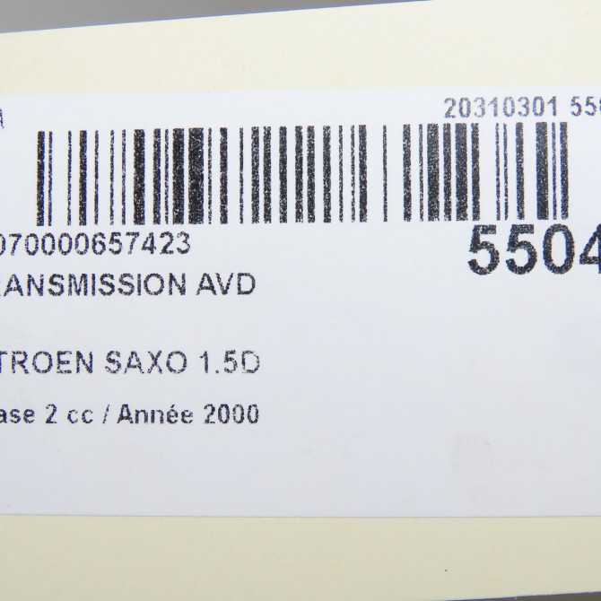 Transmission avant droite occasion CITROEN SAXO Phase 2 09-1999->12-2004 1.5D 32737H 5