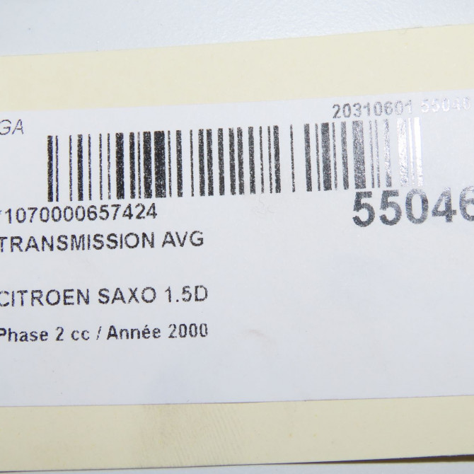 Transmission avant gauche occasion CITROEN SAXO Phase 2 09-1999->12-2004 1.5D 32722Q 6