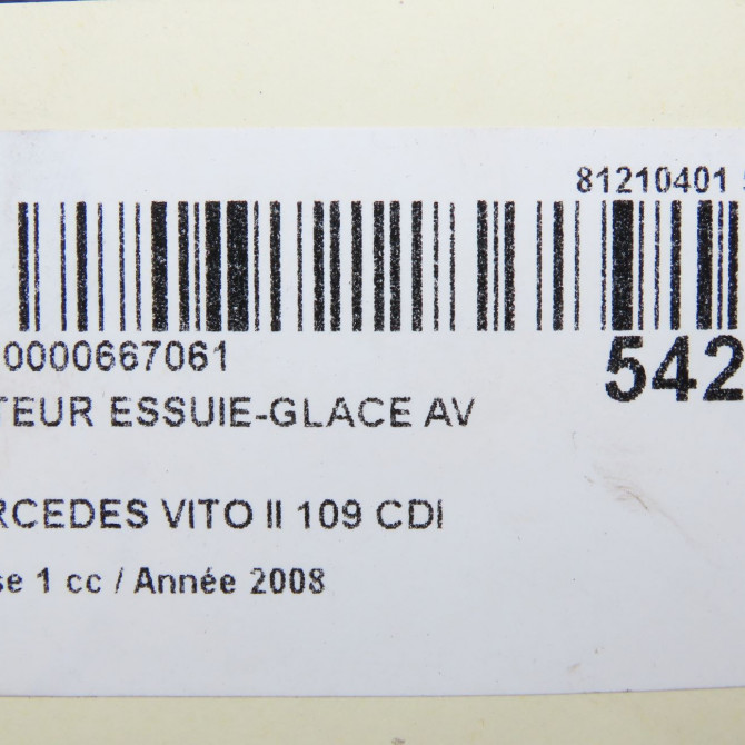 Moteur essuie-glace avant occasion MERCEDES VITO II Phase 1 10-2003->09-2010 109 CDI 88ch 6398200140 7