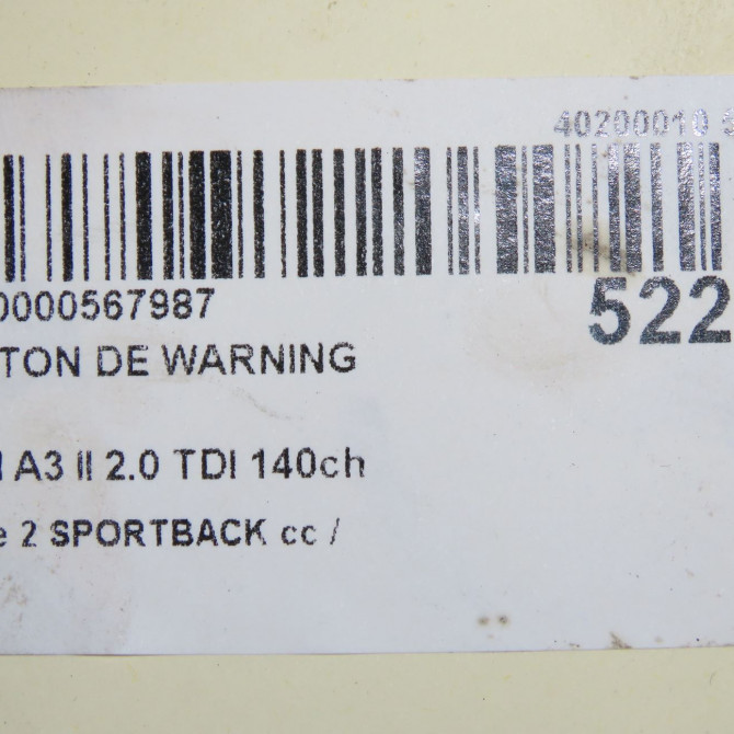 Bouton de warning occasion  8P0941509D5PR 6