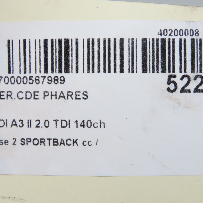 Interrupteur commande de phares occasion  8P1941531CF5PR 6