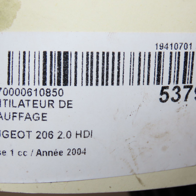 Ventilateur de chauffage occasion PEUGEOT 206 Phase 1 09-1998->03-2009 2.0 HDI 6441K0 6