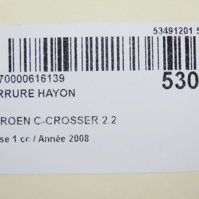 Serrure hayon occasion CITROEN C-CROSSER Phase 1 04-1995->04-1999 2.2 HDI 160ch 5