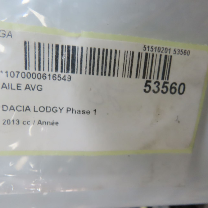 Aile avant gauche occasion DACIA LODGY Phase 1 01-2012->... 631016113R 6
