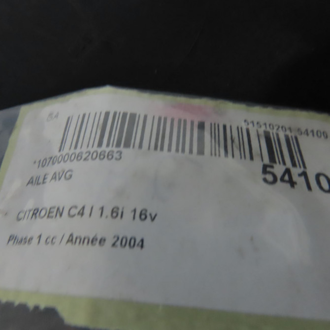 Aile avant gauche occasion CITROEN C4 I Phase 1 11-2004->07-2008 1.6i 16v 7840Q3 6