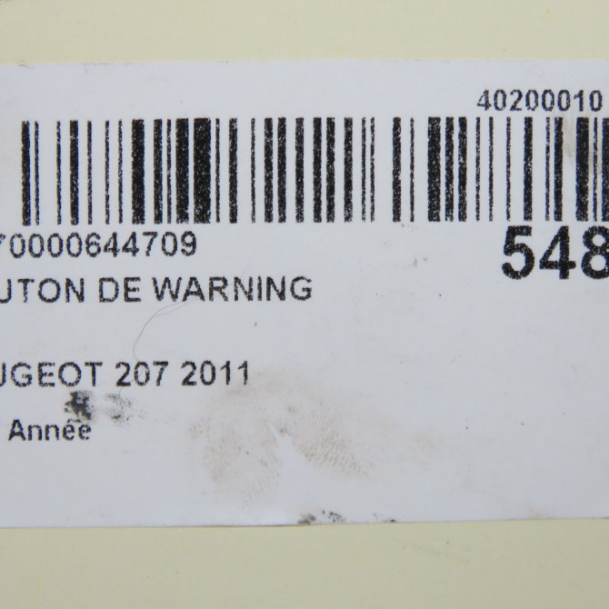Bouton de warning occasion PEUGEOT 207 CC Phase 1 03-2007->... 1.6 THP 150ch 6554RQ 4