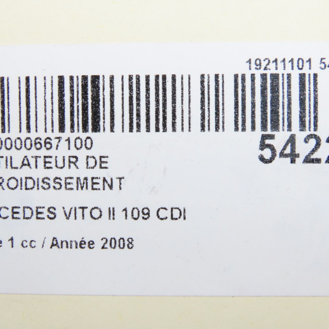 Ventilateur de refroidissement occasion MERCEDES VITO II Phase 1 10-2003->09-2010 109 CDI 88ch 8