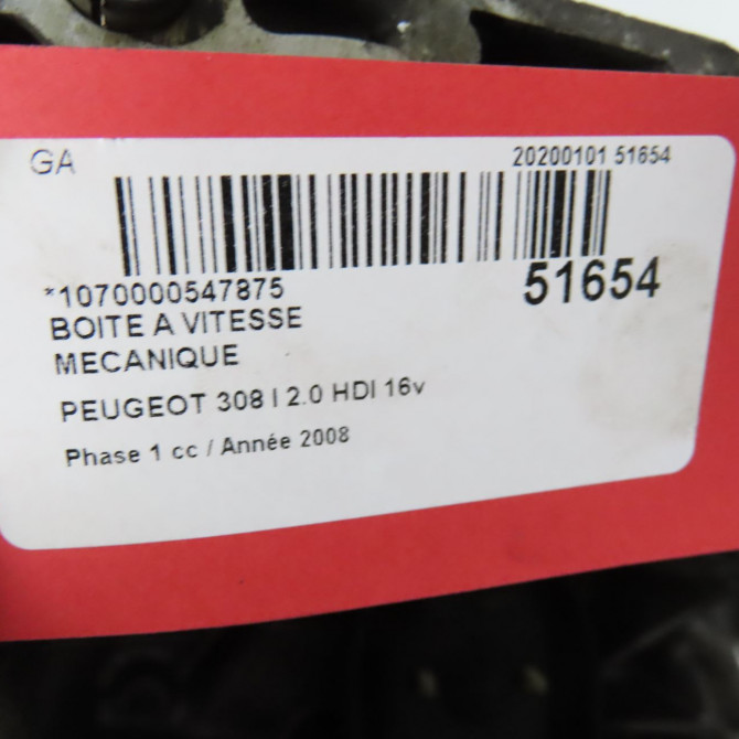 Boîte à vitesse mecanique occasion PEUGEOT 308 I Phase 1 09-2007->03-2011 2.0 HDI 16v 136ch 1637304780 6