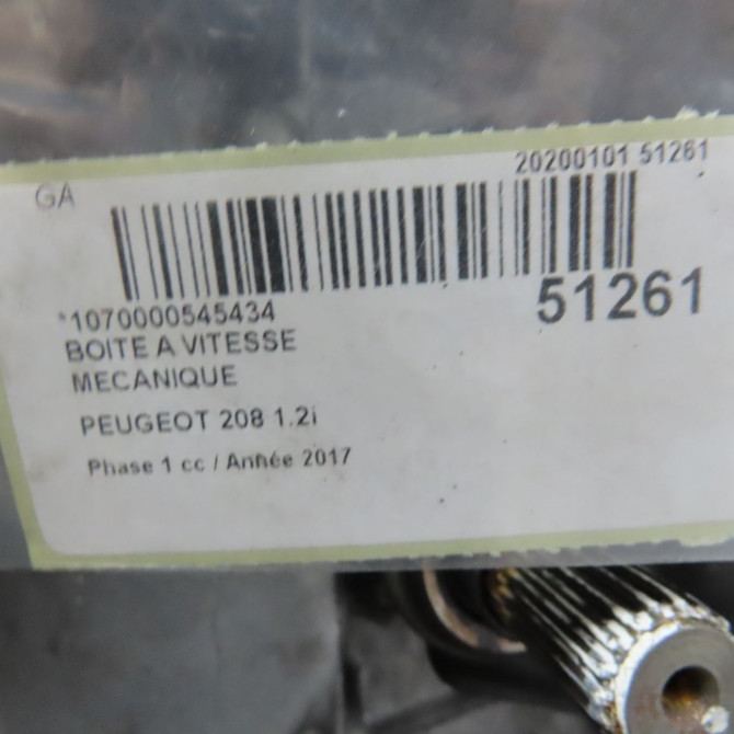 Boîte à vitesse mecanique occasion PEUGEOT 208 208 Phase 1 2012-03-01->2015-09-30 1.2i PURETECH 82ch 9810688480 6