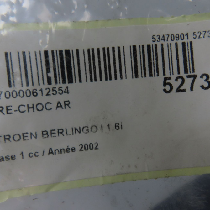 Pare-choc arrière occasion CITROEN BERLINGO I Phase 1 09-1996->11-2002 1.6i 110ch 7410CG 8