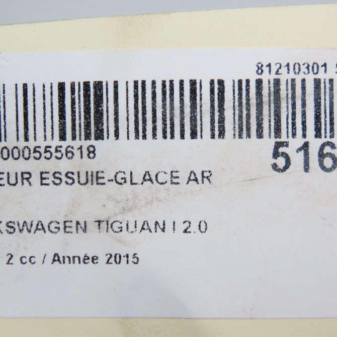 Moteur essuie-glace arrière occasion VOLKSWAGEN TIGUAN I TIGUAN I Phase 2 2011-04-01->2016-12-31 2.0 TDI 140ch 5N0955711B 6