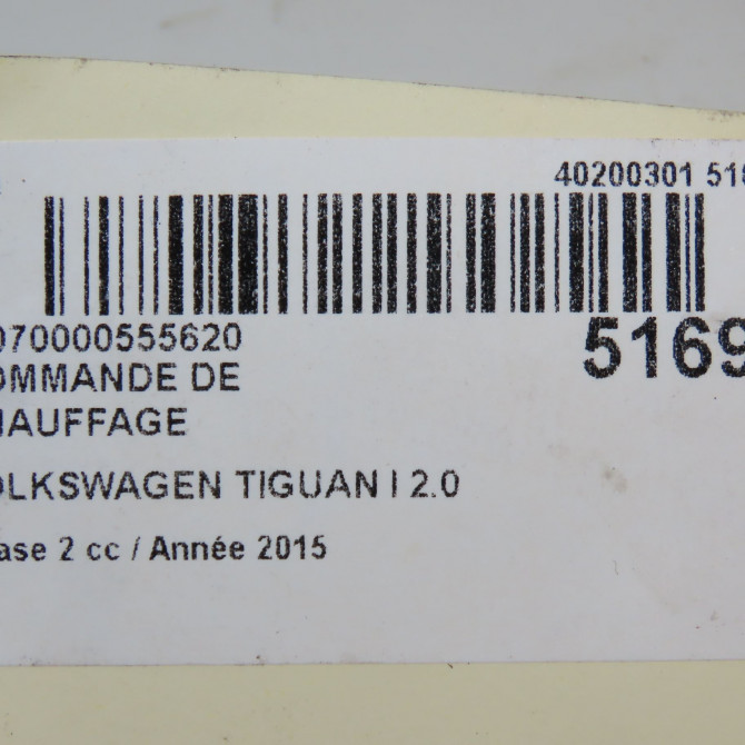 Commande de chauffage occasion VOLKSWAGEN TIGUAN I TIGUAN I Phase 2 2011-04-01->2016-12-31 2.0 TDI 140ch 1K8907044CDZJU 7