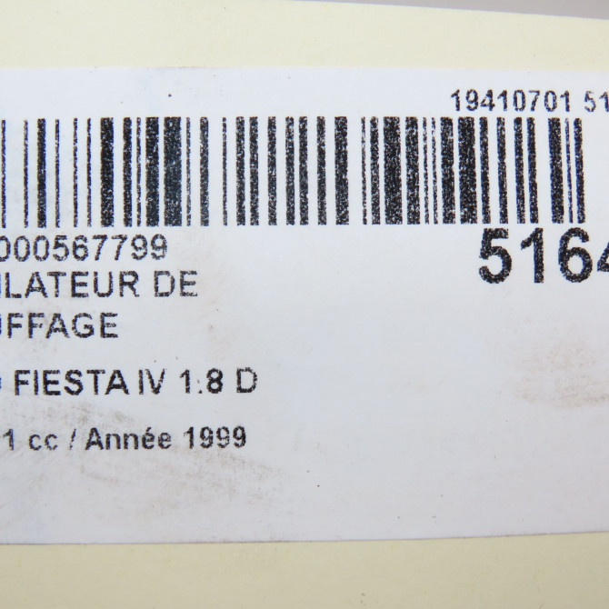 Ventilateur de chauffage occasion FORD FIESTA IV Phase 1 09-1995->09-1999 1.8 D 1055062 6