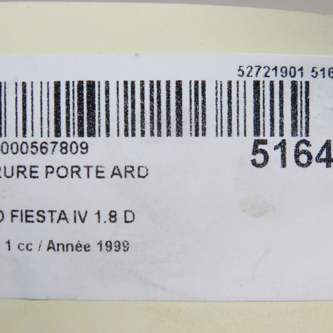 Serrure porte ard occasion FORD FIESTA IV Phase 1 09-1995->09-1999 1.8 D 4594921 5