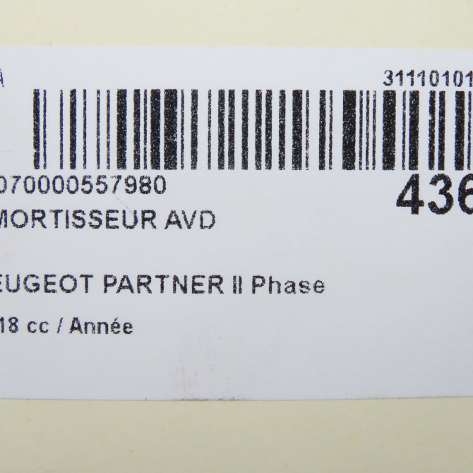 Amortisseur avant droit occasion PEUGEOT PARTNER II Phase 3 04-2015->... 1.6 BlueHDI 100ch 9684479180 7