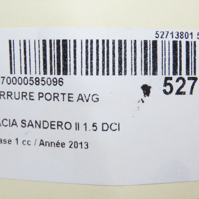 Serrure porte avg occasion DACIA SANDERO II Phase 1 10-2012->... 1.5 DCI 90ch 805039362R 5