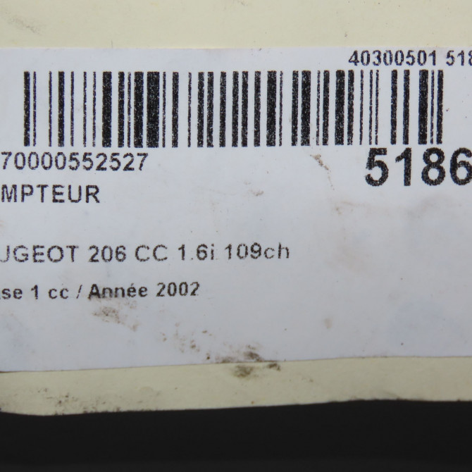 Compteur occasion PEUGEOT 206 CC Phase 1 10-2000->03-2007 1.6i 109ch 6106FP 4