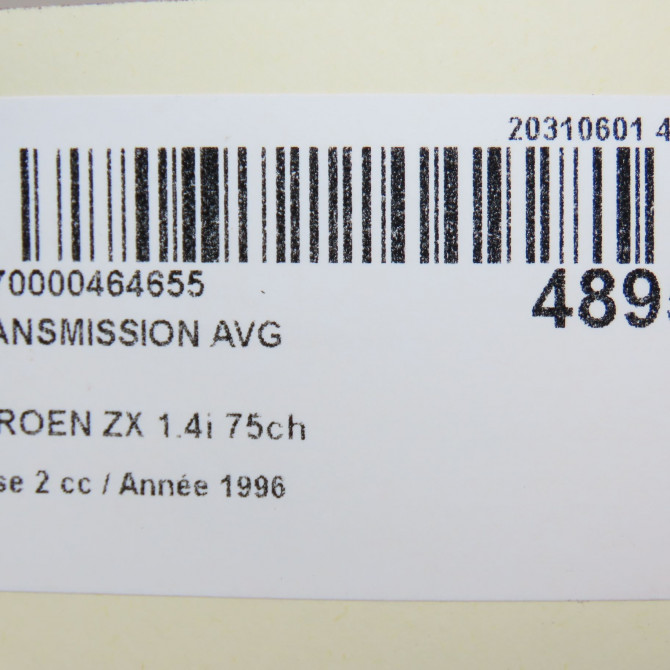 Transmission avant gauche occasion CITROEN ZX Phase 2 07-1994->06-1998 1.4i 75ch 3272R8 6