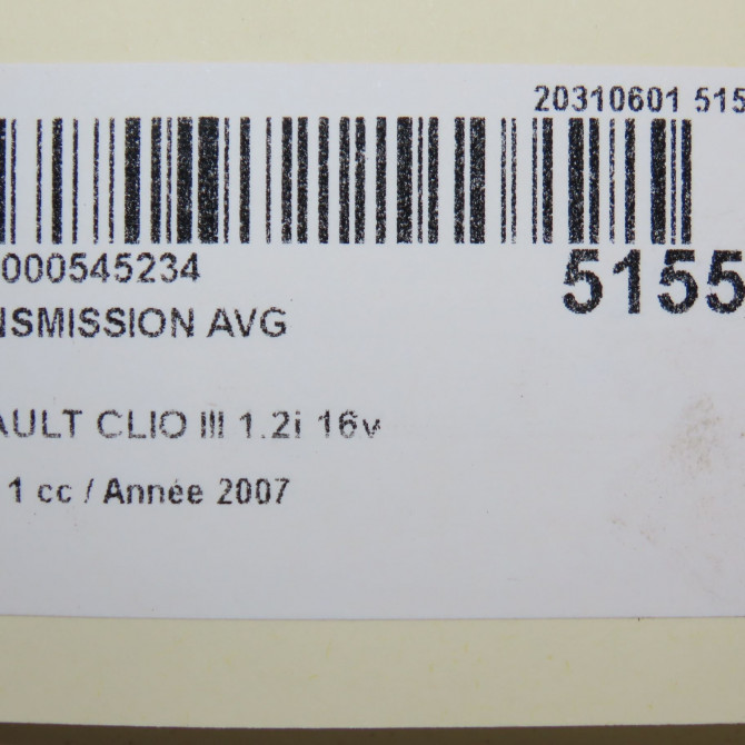 Transmission avant gauche occasion RENAULT CLIO III Phase 1 09-2005->03-2009 1.2i 16v 75ch 7711368363 6