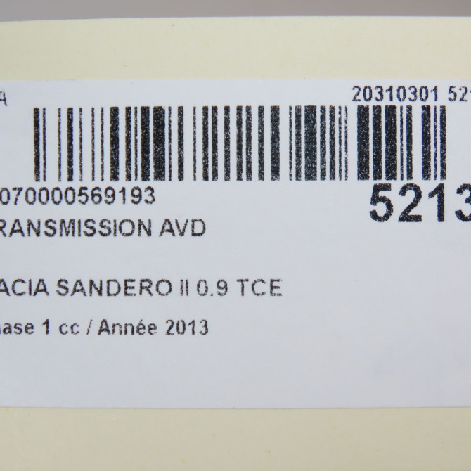 Transmission avant droite occasion DACIA SANDERO II Phase 1 10-2012->... 0.9 TCE 90ch 391006553R 5