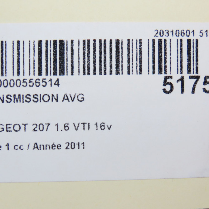 Transmission avant gauche occasion PEUGEOT 207 Phase 1 04-2006->06-2013 1.6 VTI 16v 120ch 3272LL 7