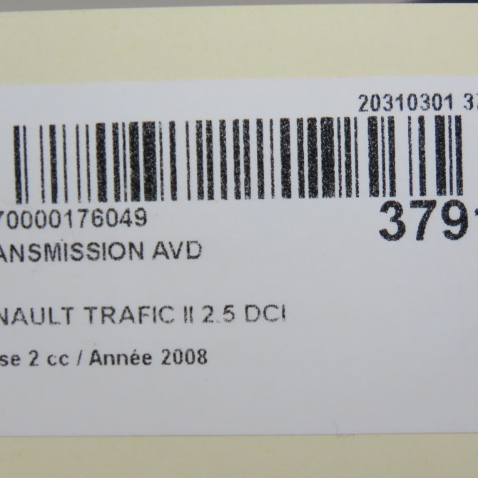 Transmission avant droite occasion RENAULT TRAFIC II Phase 2 08-2006->... 2.5 DCI 150ch 8200452273 8