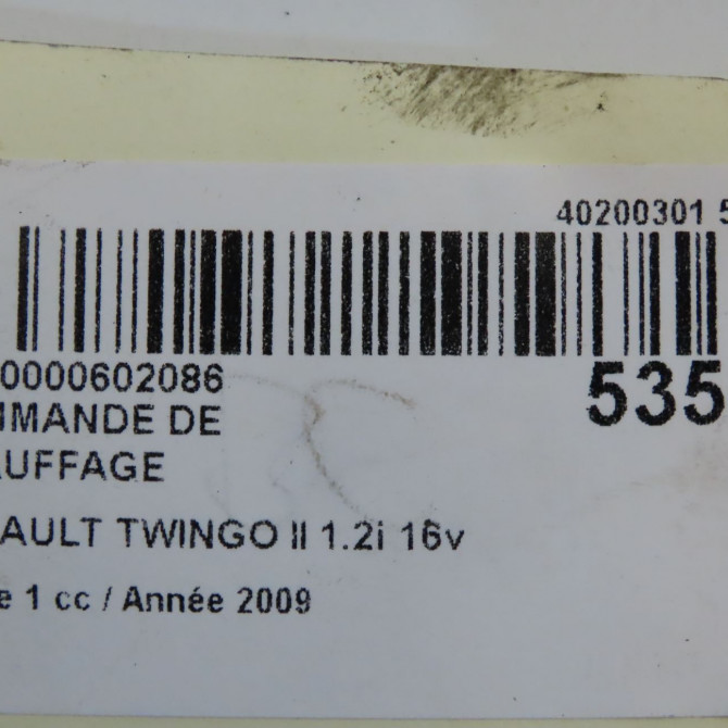 Commande de chauffage occasion RENAULT TWINGO II Phase 1 06-2007->11-2011 1.2i 16v 75ch 7701067954 5