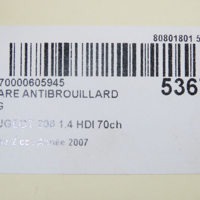 Phare antibrouillard avant gauche occasion PEUGEOT 206 Phase 2 02-2003->02-2009 1.4 HDI 70ch 6204T2 6