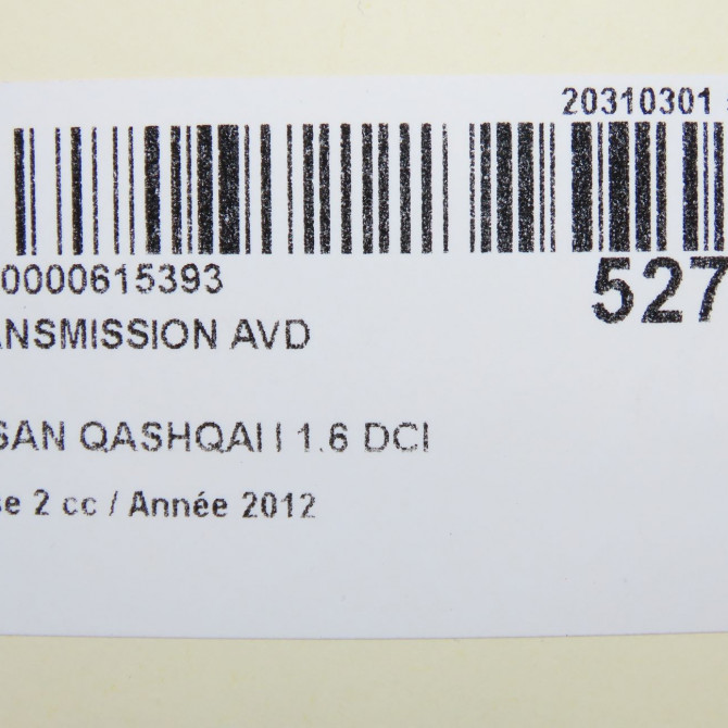 Transmission avant droite occasion NISSAN QASHQAI I Phase 2 03-2010->04-2014 1.6 DCI 130ch 39100JD72B 6