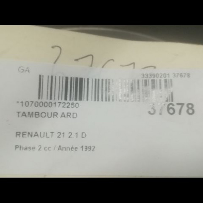 Tambour arrière droit occasion RENAULT 21 Phase 2 07-1989->09-1994 2.1 D 8200256121 3