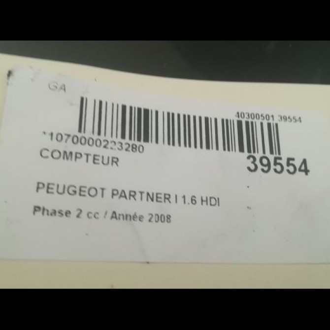 Compteur occasion PEUGEOT PARTNER I Phase 2 11-2002->05-2008 1.6 HDI 90ch 6105V4 3