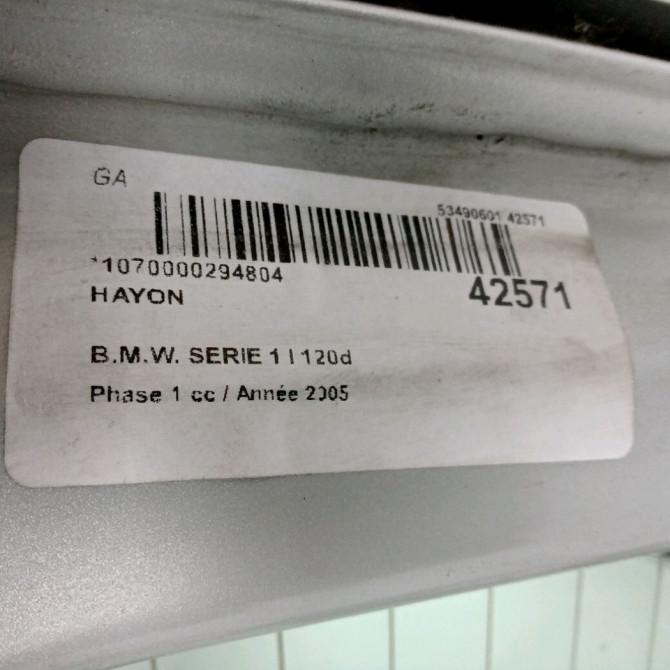 Hayon occasion B.M.W. SERIE 1 I Phase 1 05-2004->12-2006 120d 41627133898 3