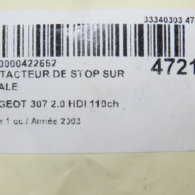 occasion PEUGEOT 307 Phase 1 04-2001->06-2005 2.0 HDI 110ch 453440 5