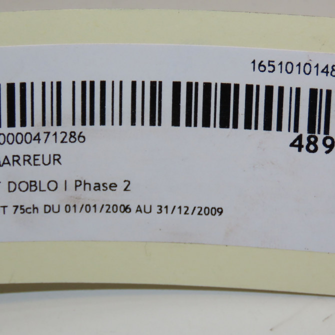 Démarreur occasion FIAT DOBLO I Phase 2 01-2006->12-2009 1.3 DT 75ch 51880229 7