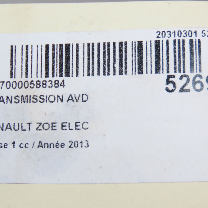 Transmission avant droite occasion RENAULT ZOE Phase 1 10-2012->... ELEC 391000090R 8