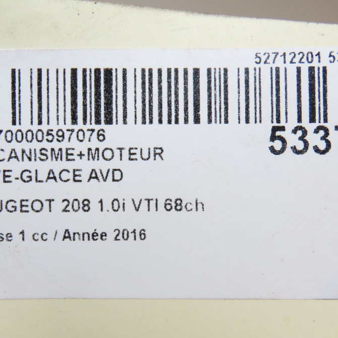 Mecanisme + moteur lève-glace avant droit occasion PEUGEOT 208 208 Phase 1 2012-03-01->2015-09-30 1.0i VTI 68ch 9673155180 8