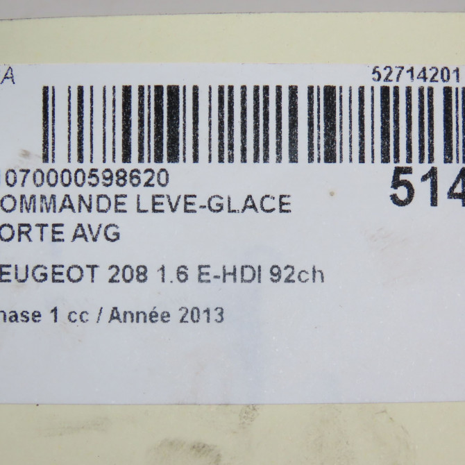 Commande lève-glace porte avant gauche occasion PEUGEOT 208 208 Phase 1 2012-03-01->2015-09-30 1.6 E-HDI 92ch 96751127ZD 6
