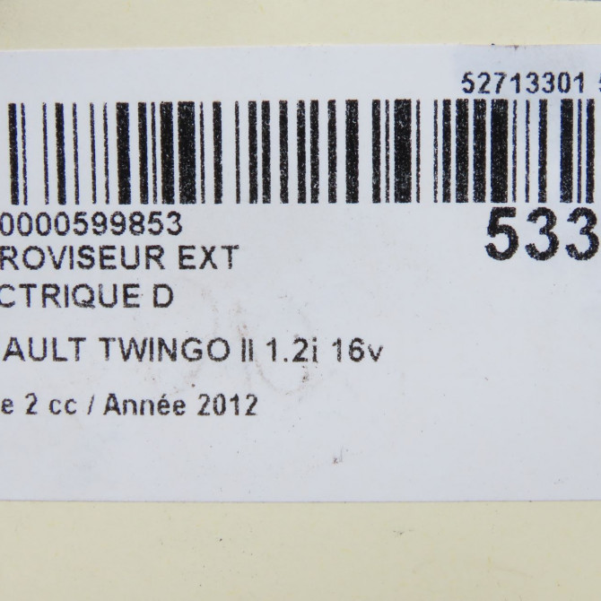 Retroviseur exterieur electrique droit occasion RENAULT TWINGO II Phase 2 12-2011->12-2014 1.2i 16v 75ch 963011368R 7