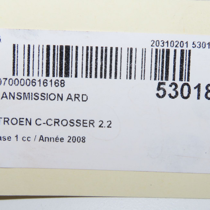 Transmission arrière droite occasion CITROEN C-CROSSER Phase 1 04-1995->04-1999 2.2 HDI 160ch 3274D0 5