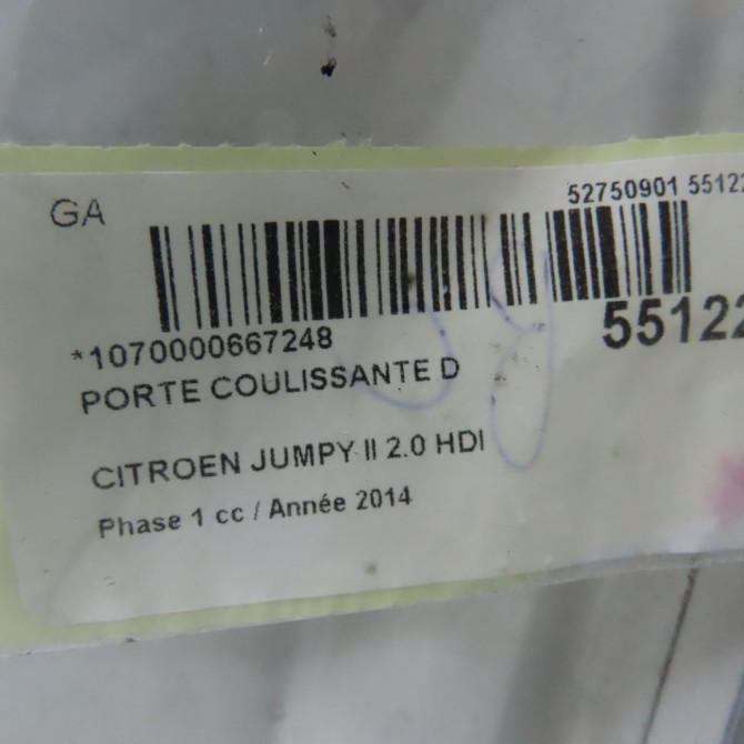 Porte coulissante d occasion CITROEN JUMPY II Phase 1 01-2007->... 2.0 HDI 125ch 9008P4 6
