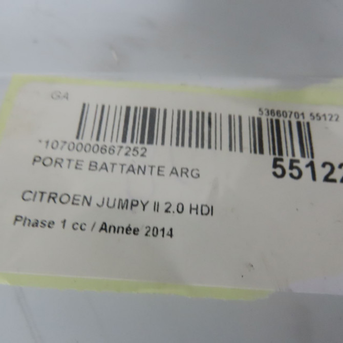 Porte battante arrière gauche occasion CITROEN JUMPY II Phase 1 01-2007->... 2.0 HDI 125ch 8702A1 6