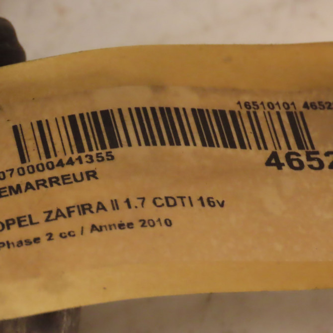 Démarreur occasion OPEL ZAFIRA II Phase 2 01-2008->12-2014 1.7 CDTI 16v 110ch 98014743 3