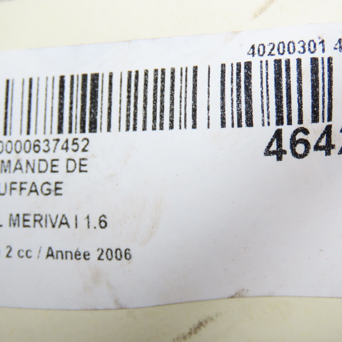 Commande de chauffage occasion OPEL MERIVA I Phase 2 01-2006->09-2010 1.6 TWINPORT 13219160 6