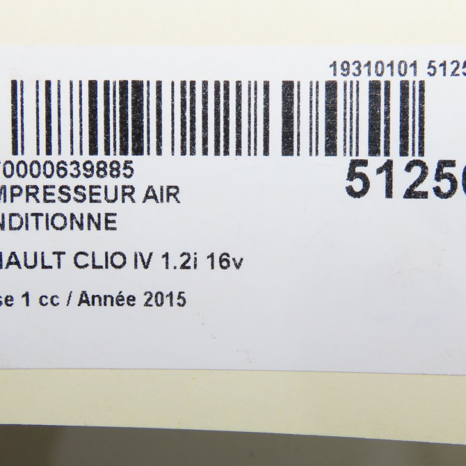 Compresseur air conditionne occasion RENAULT CLIO IV Phase 1 07-2012->... 1.2i 16v 75ch 926000050R 8