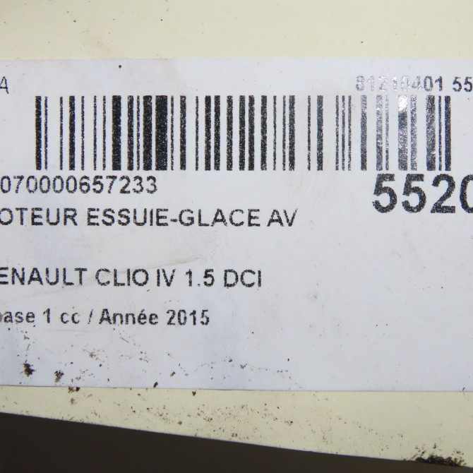 Moteur essuie-glace avant occasion RENAULT CLIO IV Phase 1 07-2012->... 1.5 DCI 75ch 288A53268R 6