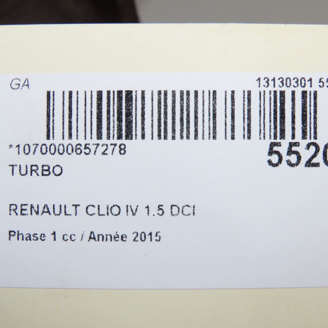 Turbo occasion RENAULT CLIO IV Phase 1 07-2012->... 1.5 DCI 75ch 144110429R 7