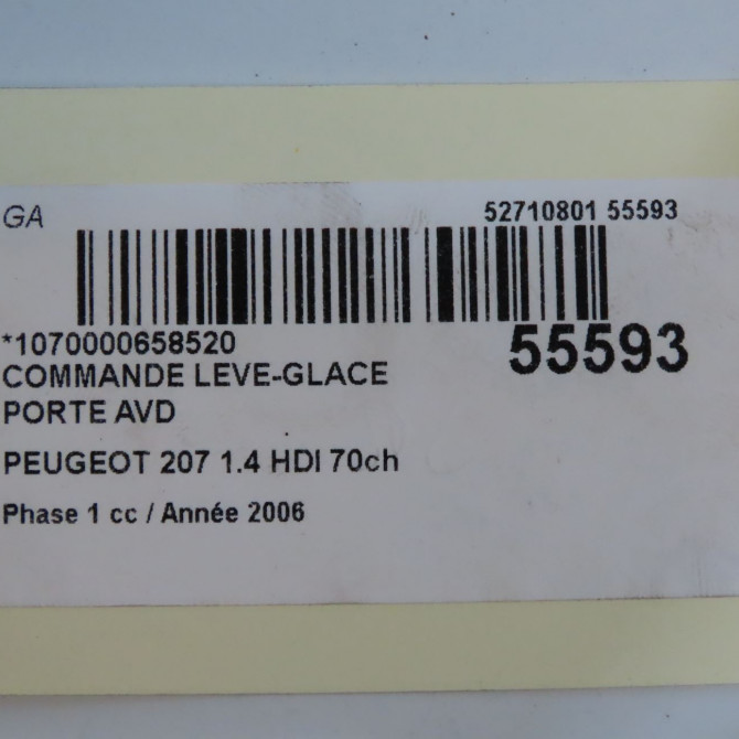 Commande lève-glace porte avant droite occasion PEUGEOT 207 Phase 1 04-2006->06-2013 1.4 HDI 70ch 6554QK 5