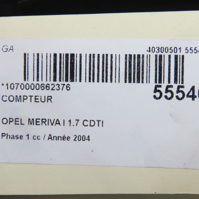 Compteur occasion OPEL MERIVA I Phase 1 04-2003->12-2005 1.7 CDTI 93179376 5