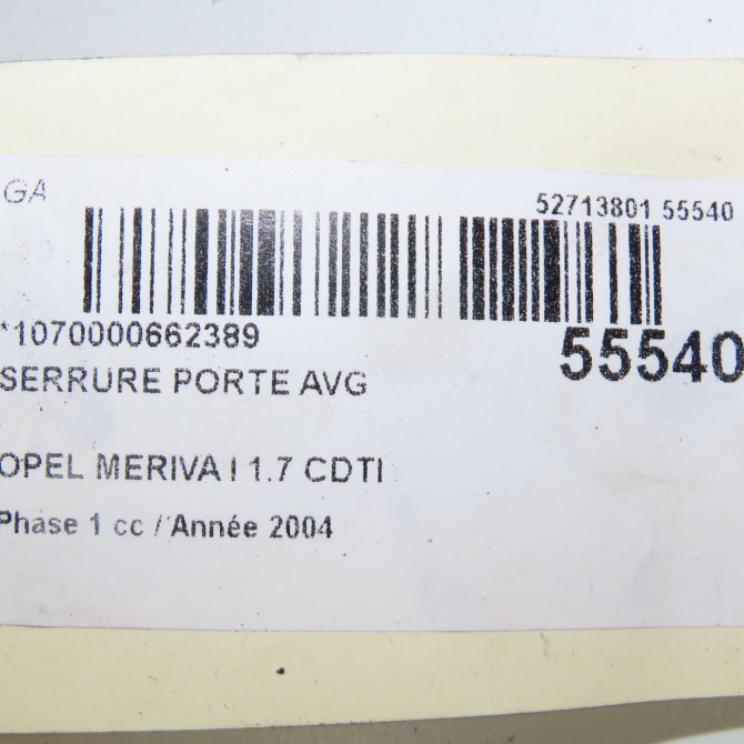 Serrure porte avg occasion OPEL MERIVA I Phase 1 04-2003->12-2005 1.7 CDTI 13203899 5